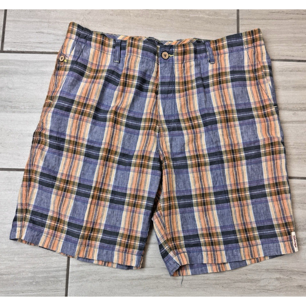 Tommy Bahama Relax Men's 100% Linen Light Plaid Bermuda Shorts Size 40